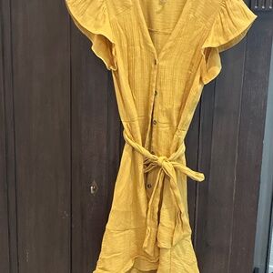 1. State mustard yellow tie dress